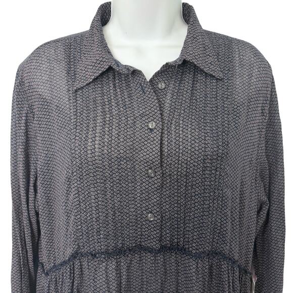 Denim & Supply Ralph Lauren Navy Blue White Long Sleeve Tiered Dress XL NEW Tag - Picture 11 of 13